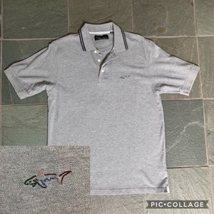 Greg Norman embroidered shark logo gray golf polo shirt 100% cotton